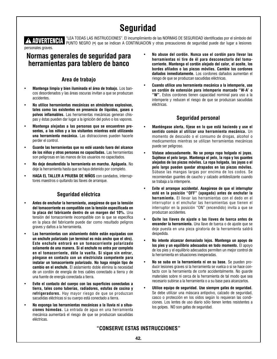 Seguridad, Advertencia | Skil 3600 User Manual | Page 42 / 64