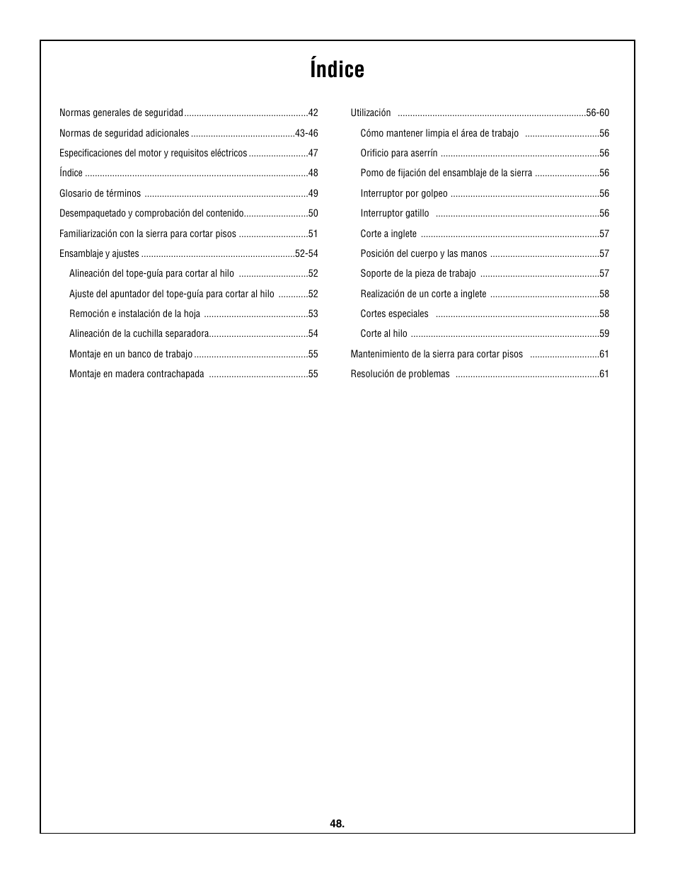 Índice | Skil 3600 User Manual | Page 48 / 64