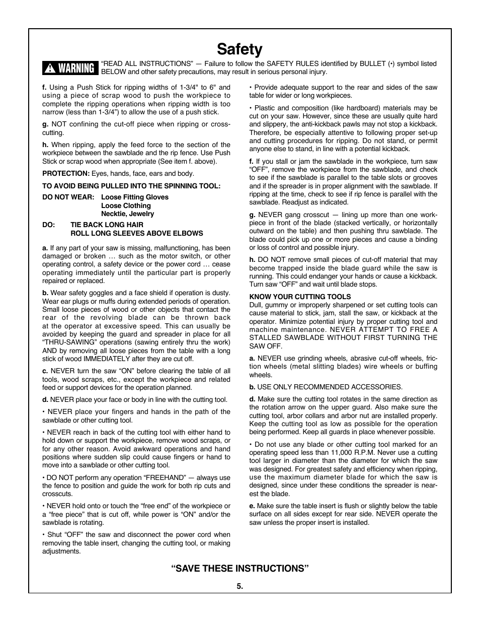 Safety, Warning | Skil 3600 User Manual | Page 5 / 64