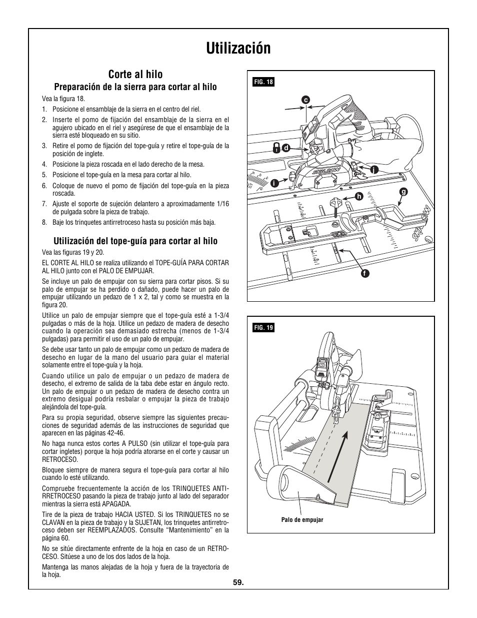Utilización, Corte al hilo | Skil 3600 User Manual | Page 59 / 64