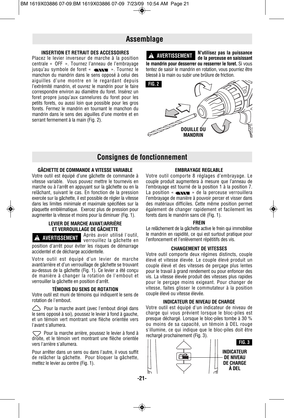 Consignes de fonctionnement, Assemblage | Skil 2364 User Manual | Page 21 / 40