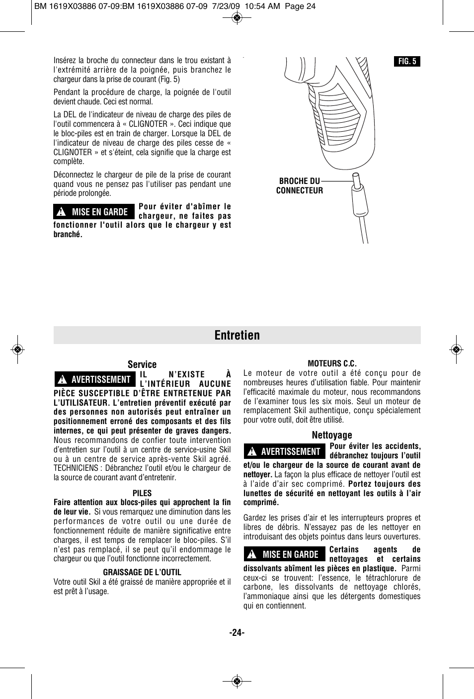 Entretien | Skil 2364 User Manual | Page 24 / 40