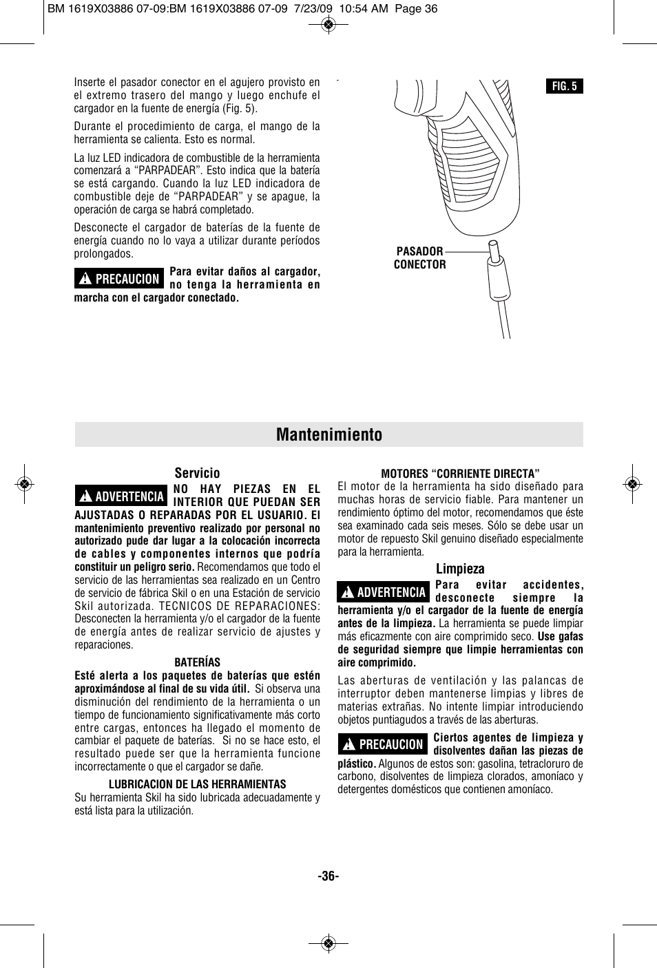 Mantenimiento | Skil 2364 User Manual | Page 36 / 40