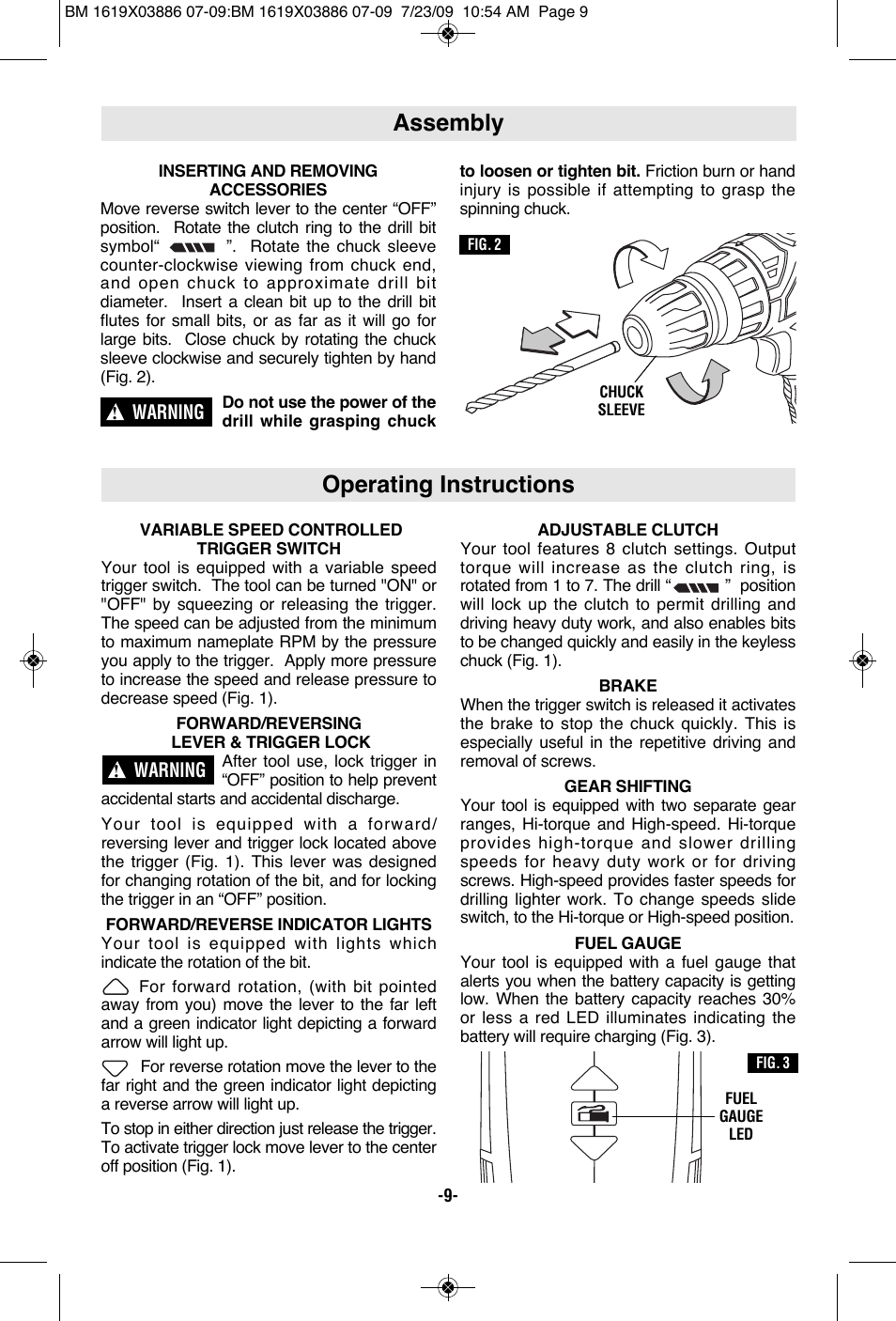 Assembly, Operating instructions | Skil 2364 User Manual | Page 9 / 40