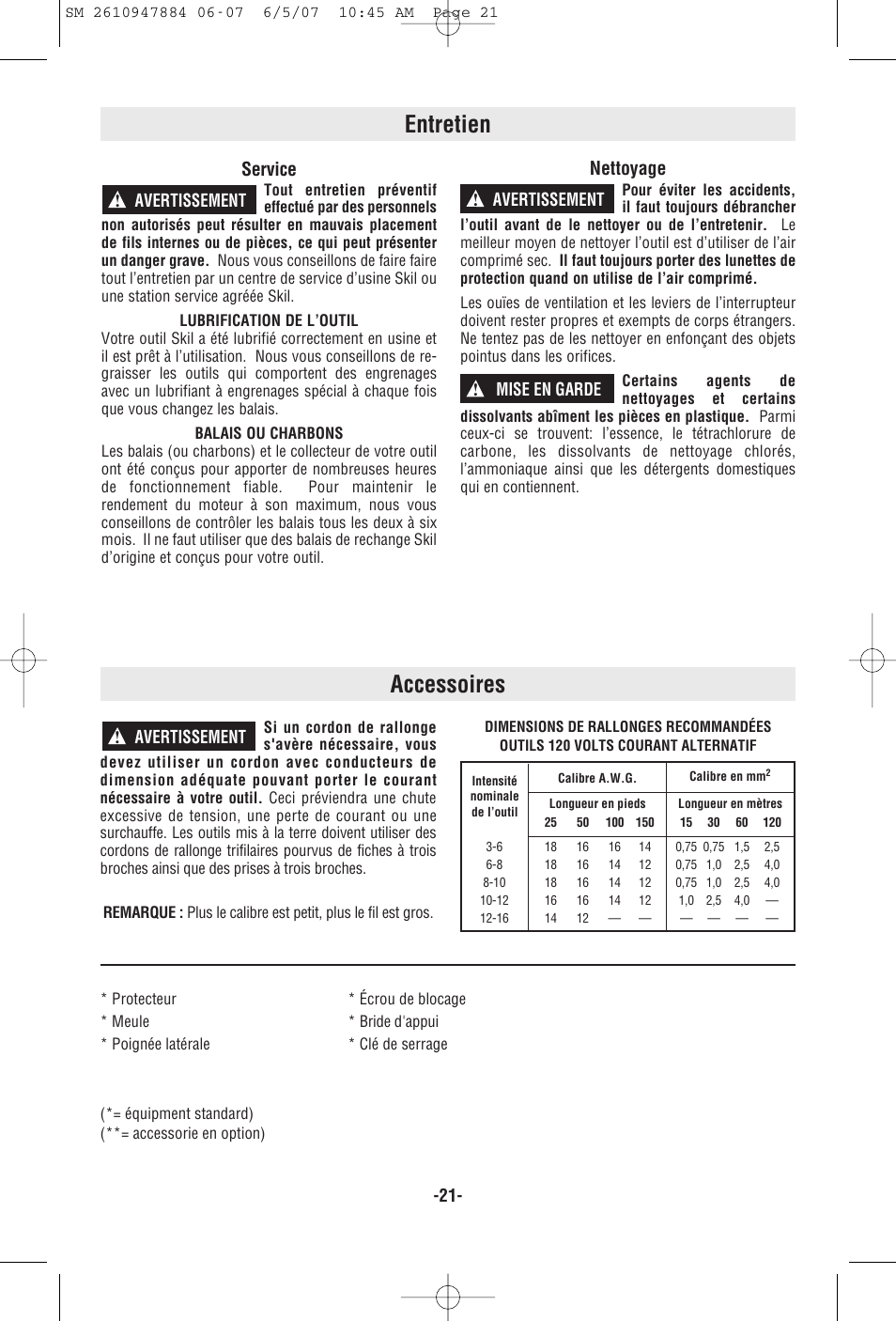 Entretien, Accessoires, Service | Nettoyage | Skil 9330 User Manual | Page 21 / 32