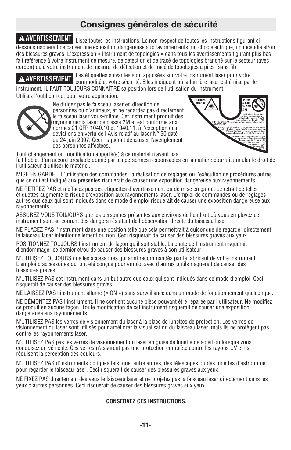 Consignes générales de sécurité, Avertissement | Skil 8201-CL User Manual | Page 11 / 24