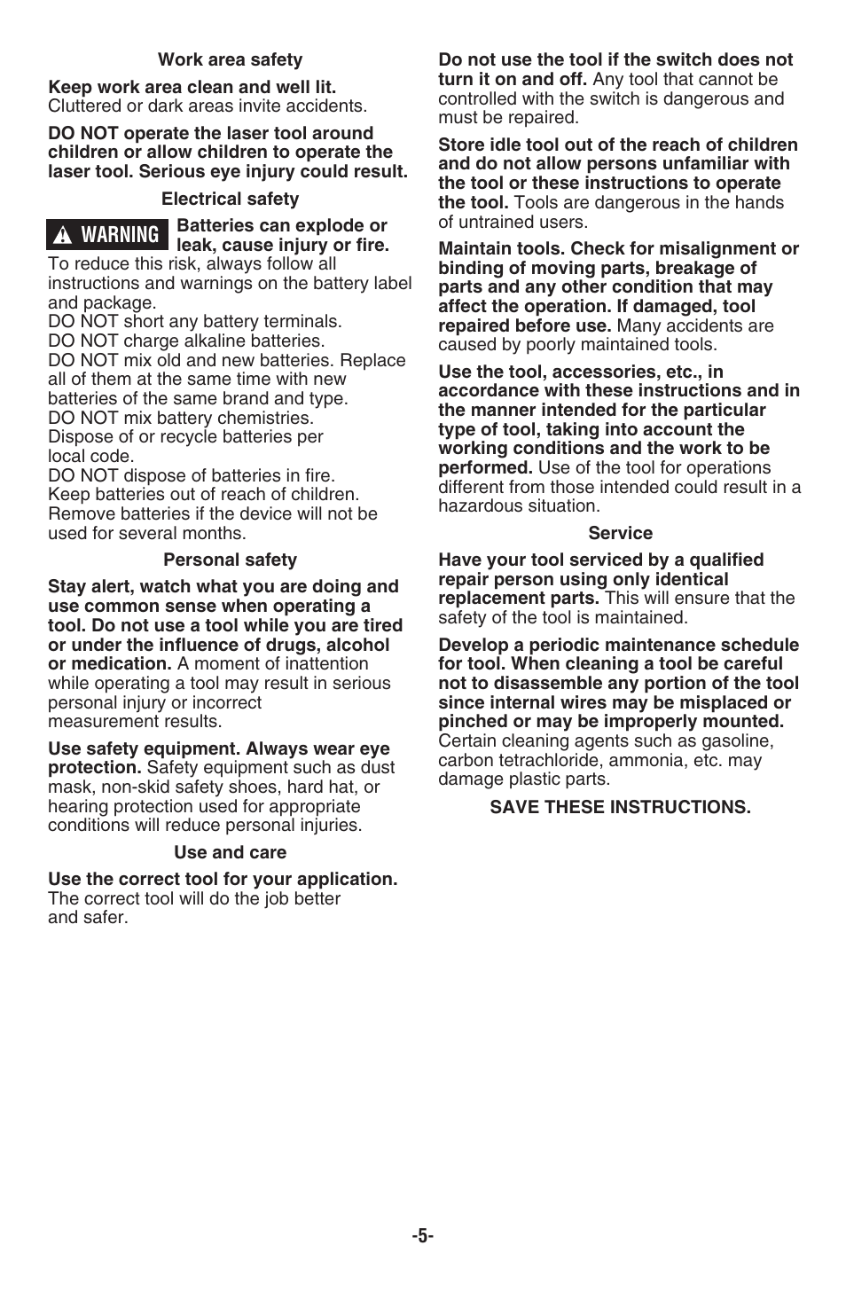 Warning | Skil 8201-CL User Manual | Page 5 / 24