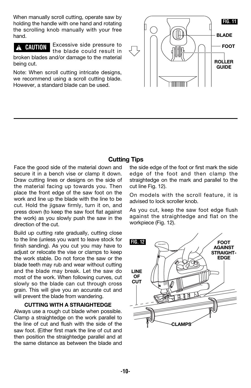 Cutting tips, Caution | Skil 4680 User Manual | Page 10 / 44