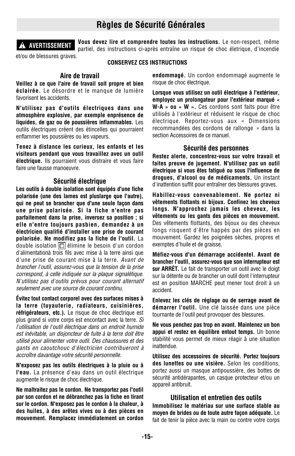 Règles de sécurité générales | Skil 4680 User Manual | Page 15 / 44