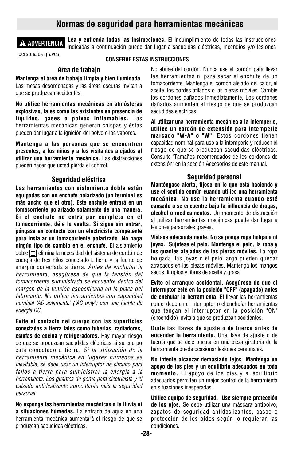 Normas de seguridad para herramientas mecánicas | Skil 4680 User Manual | Page 28 / 44