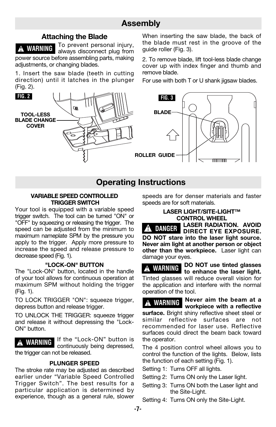 Assembly, Operating instructions, Attaching the blad | Skil 4680 User Manual | Page 7 / 44