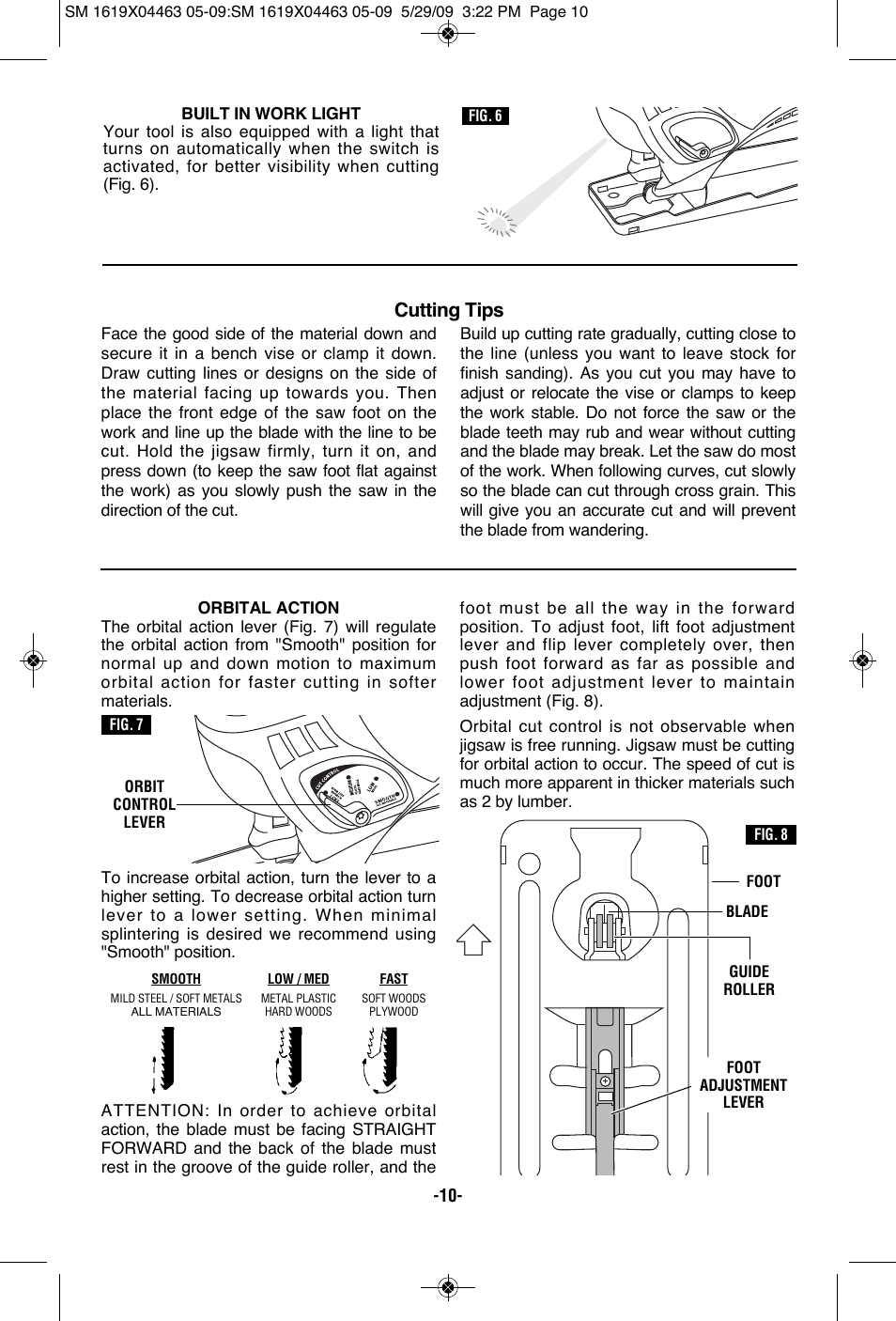 Cutting tips | Skil 4570 User Manual | Page 10 / 56