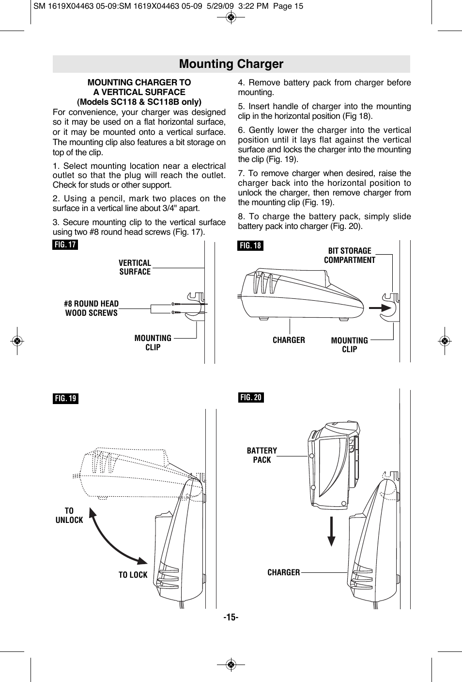 Mounting charger | Skil 4570 User Manual | Page 15 / 56