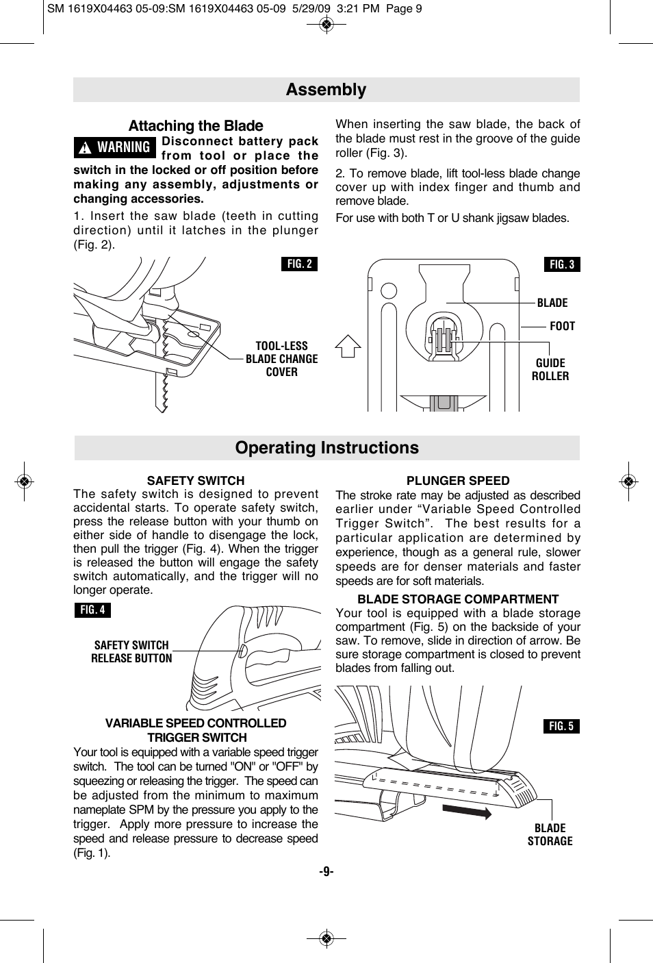Operating instructions, Assembly, Attaching the blad | Skil 4570 User Manual | Page 9 / 56