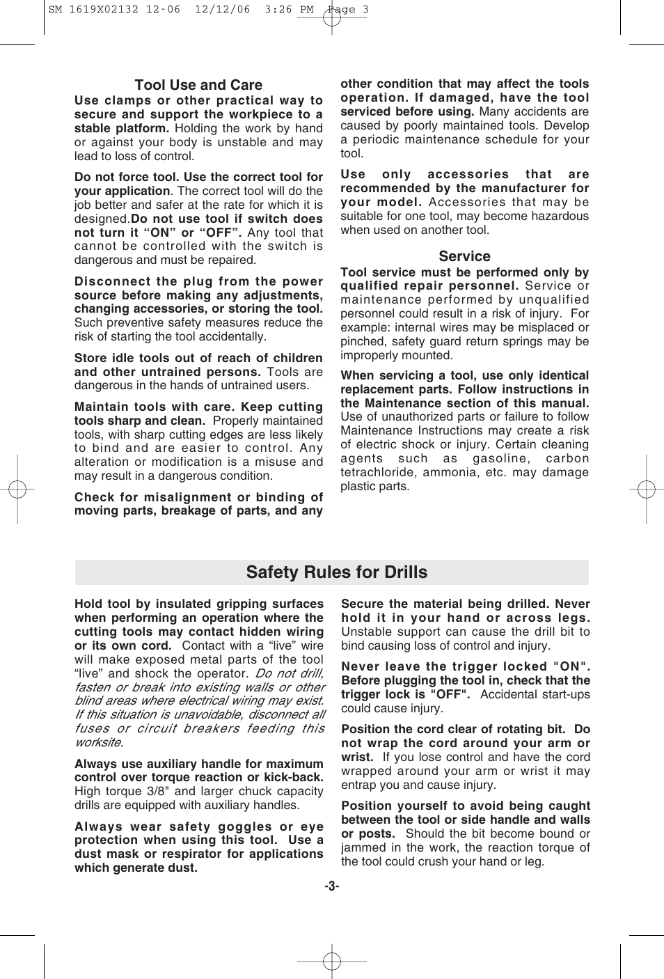 Safety rules for drills | Skil 6210 User Manual | Page 3 / 32