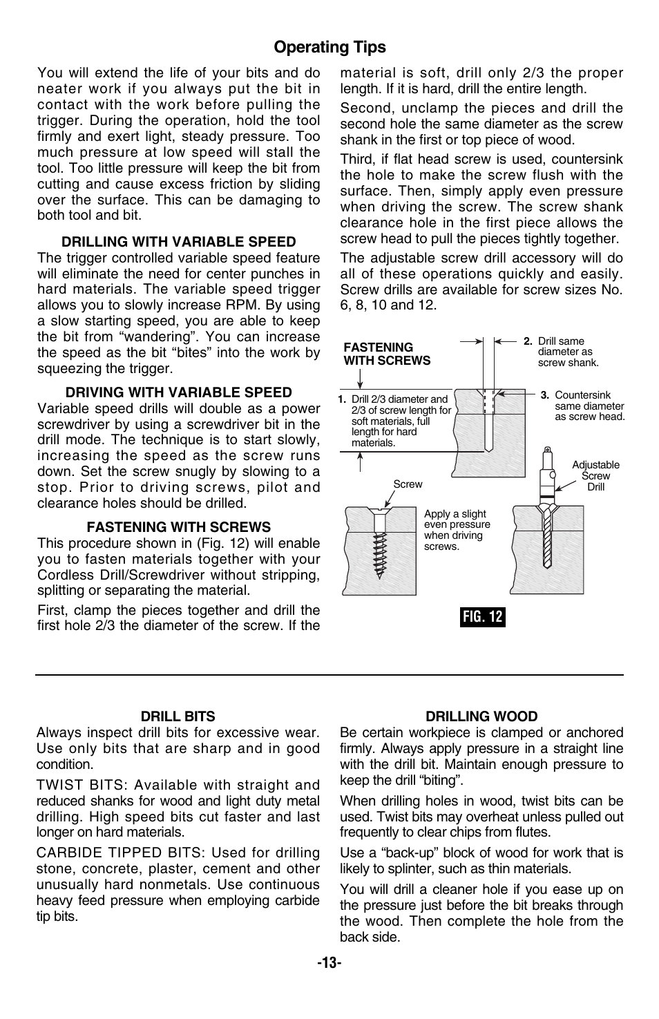 Operating tips | Skil 2487 2587 2887 User Manual | Page 13 / 44