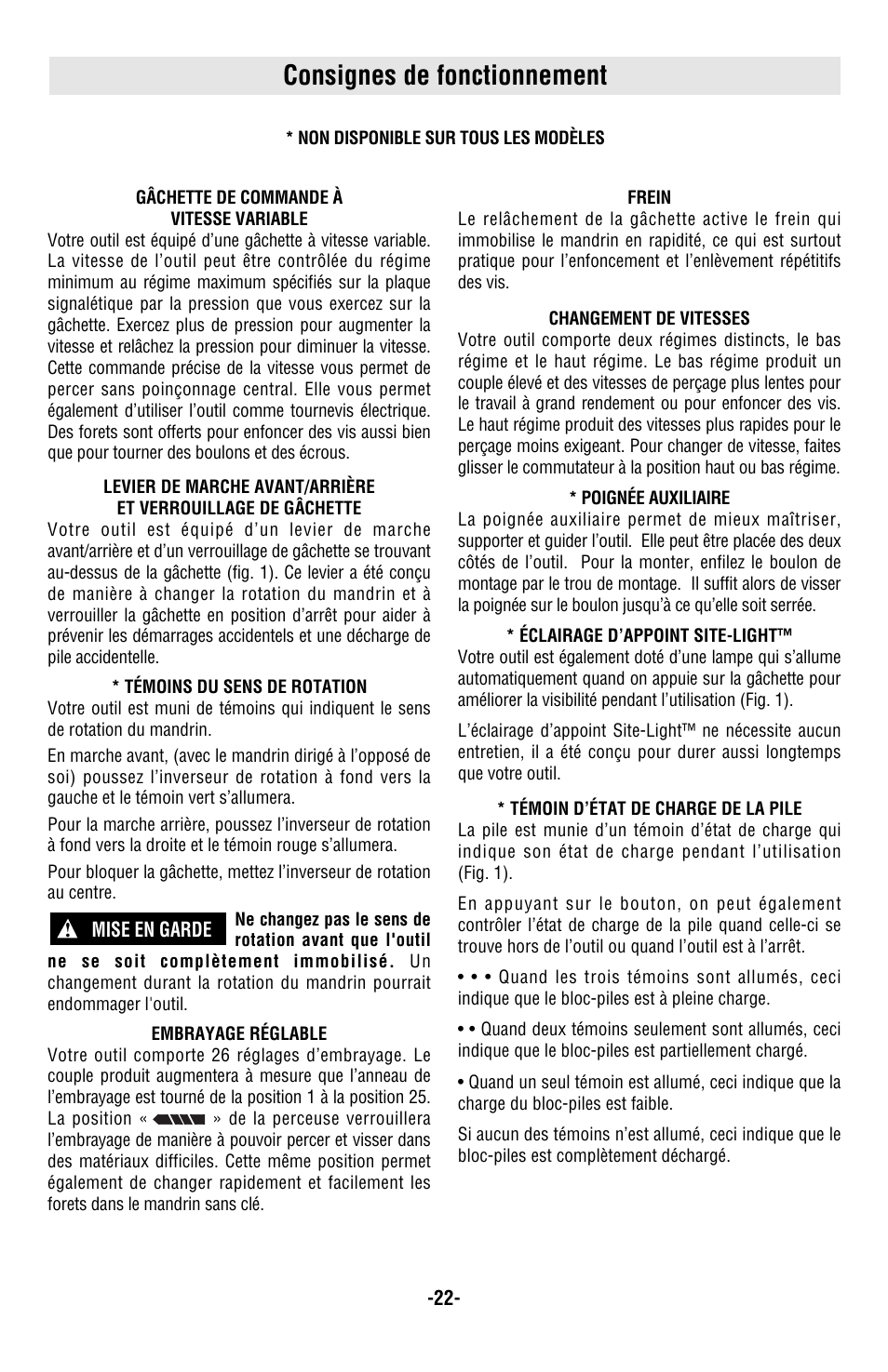 Consignes de fonctionnement | Skil 2487 2587 2887 User Manual | Page 22 / 44