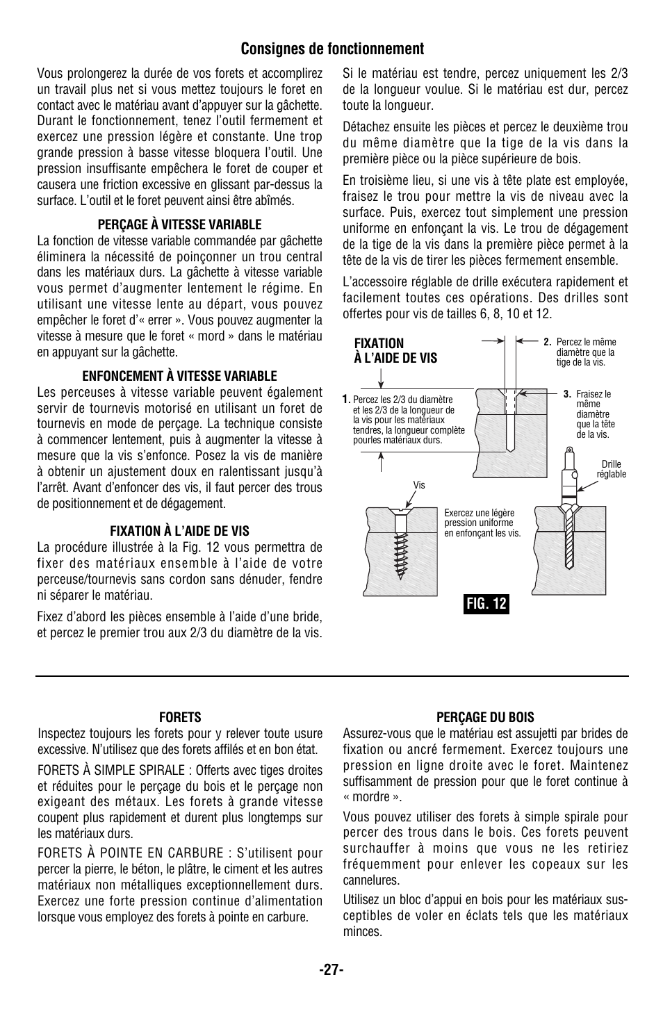 Consignes de fonctionnement | Skil 2487 2587 2887 User Manual | Page 27 / 44