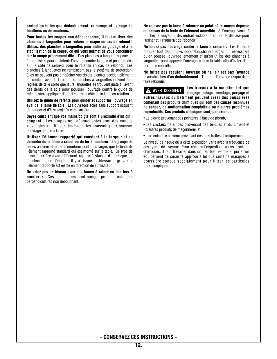 « conservez ces instructions | Skil 3305-01 User Manual | Page 12 / 64