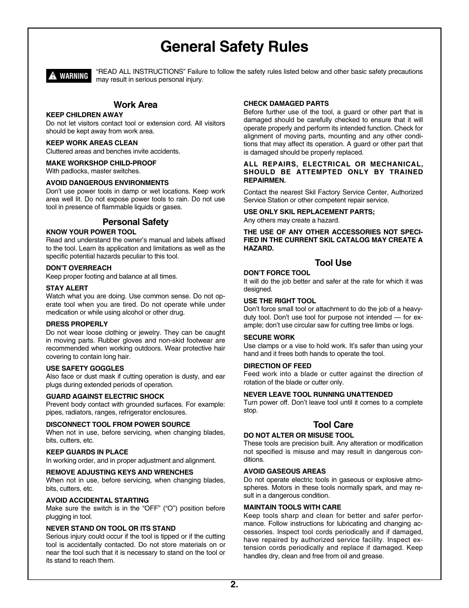 General safety rules | Skil 3305-01 User Manual | Page 2 / 64