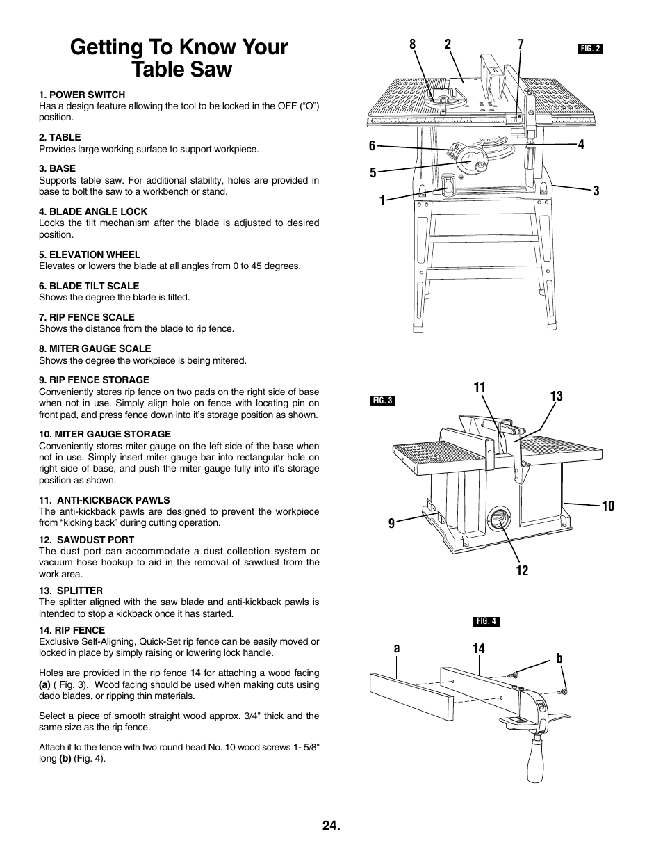 Getting to know your table saw | Skil 3305-01 User Manual | Page 24 / 64