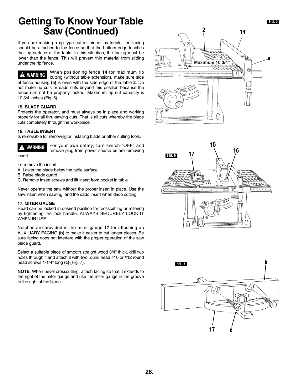 Getting to know your table saw (continued) | Skil 3305-01 User Manual | Page 26 / 64