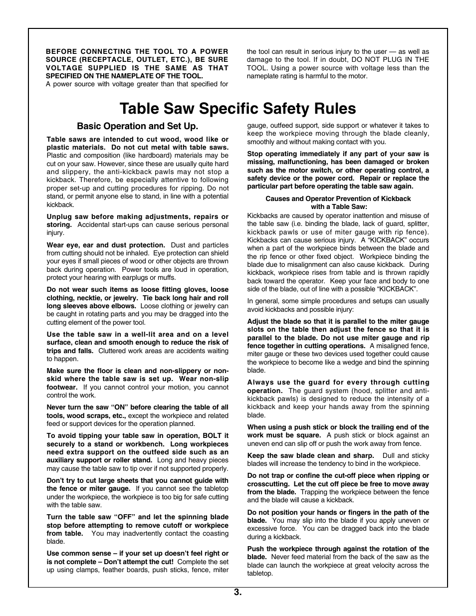 Table saw specific safety rules | Skil 3305-01 User Manual | Page 3 / 64