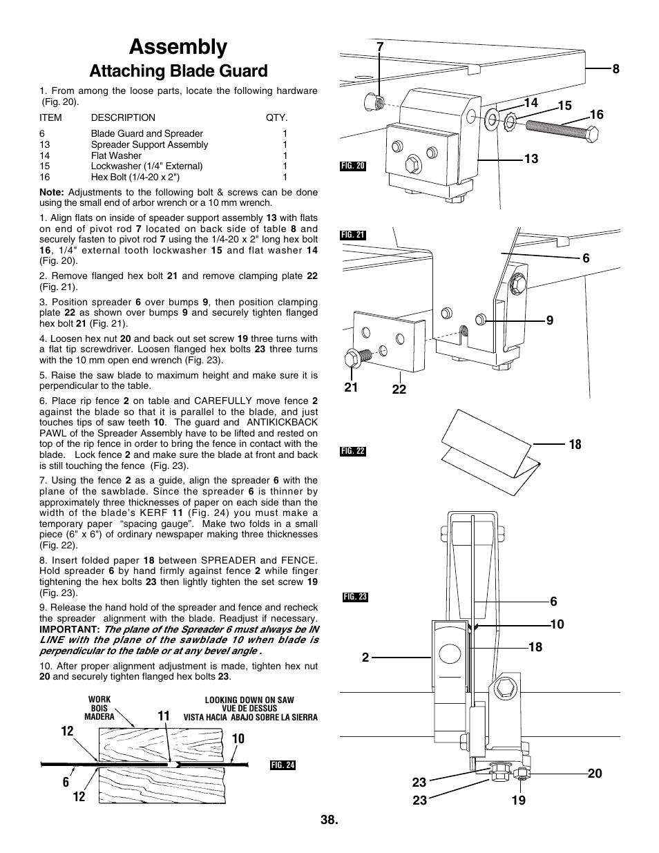Assembly, Attaching blade guard | Skil 3305-01 User Manual | Page 38 / 64