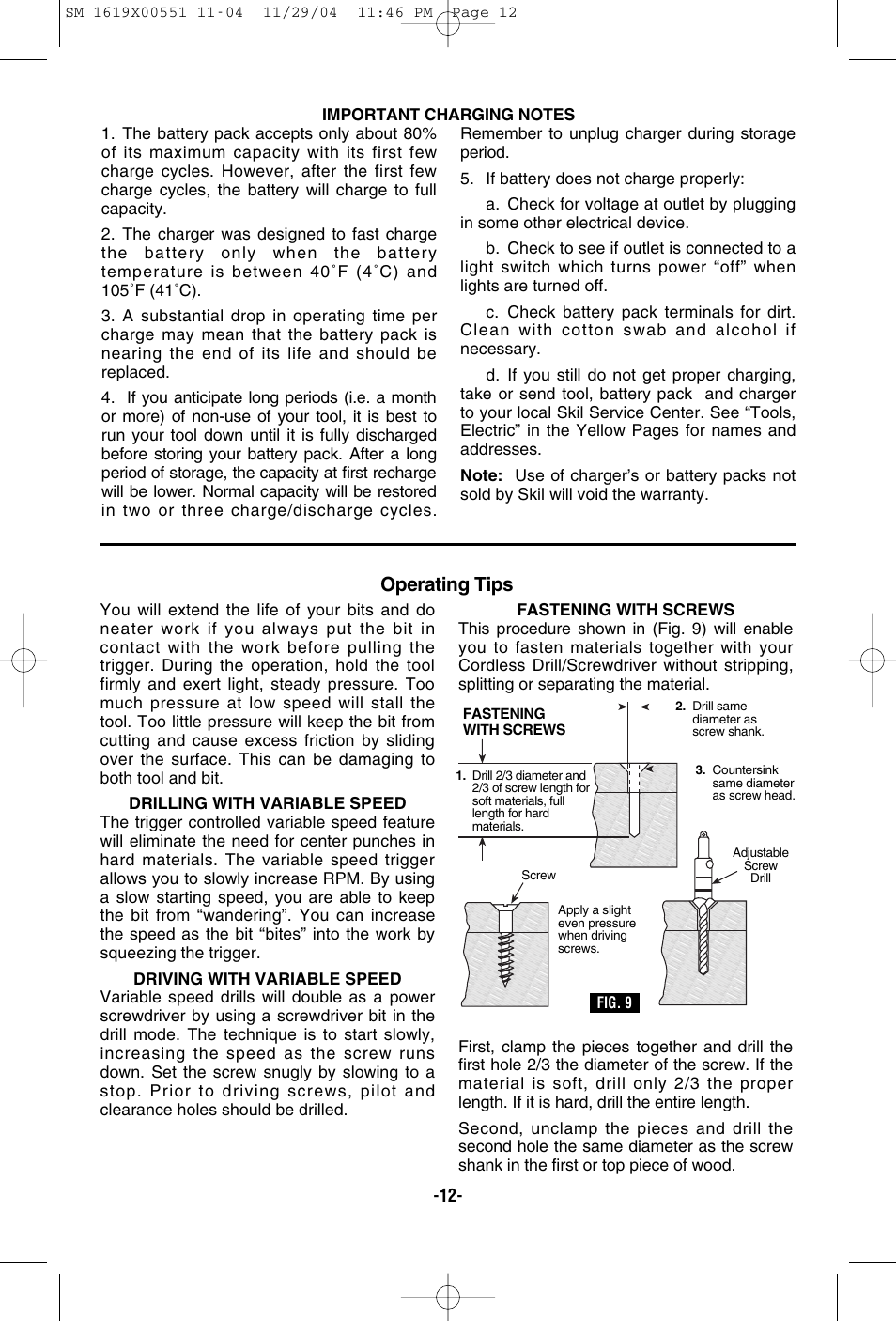 Operating tips | Skil 2466 2566 2866 User Manual | Page 12 / 44
