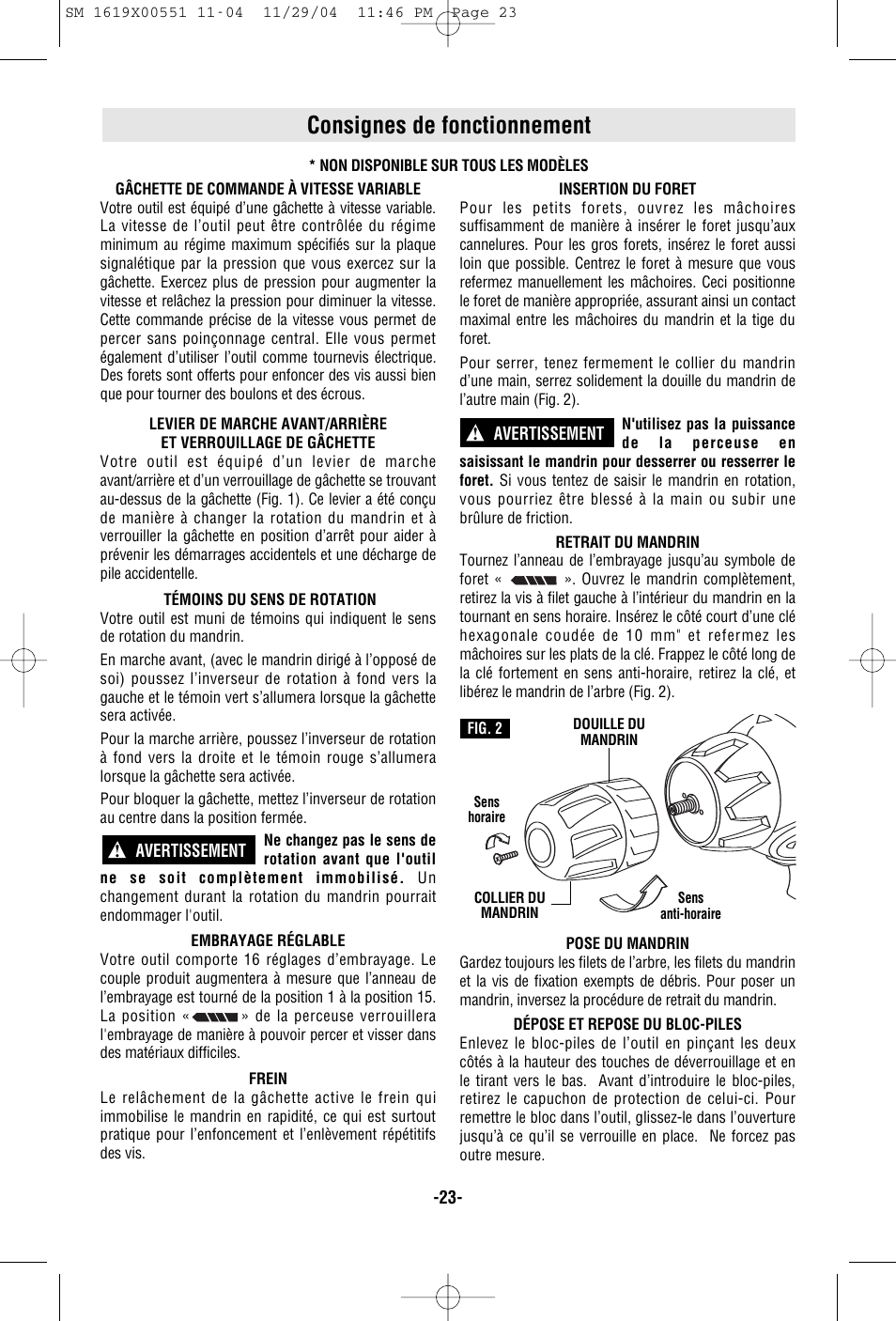Consignes de fonctionnement | Skil 2466 2566 2866 User Manual | Page 23 / 44