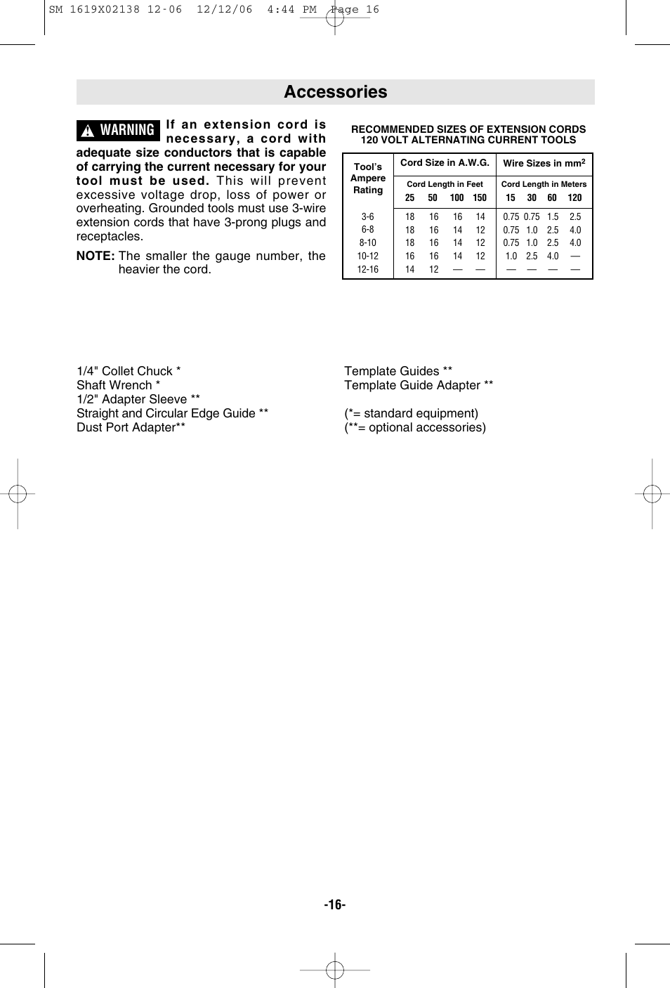 Accessories, Warning | Skil 1810 User Manual | Page 16 / 48