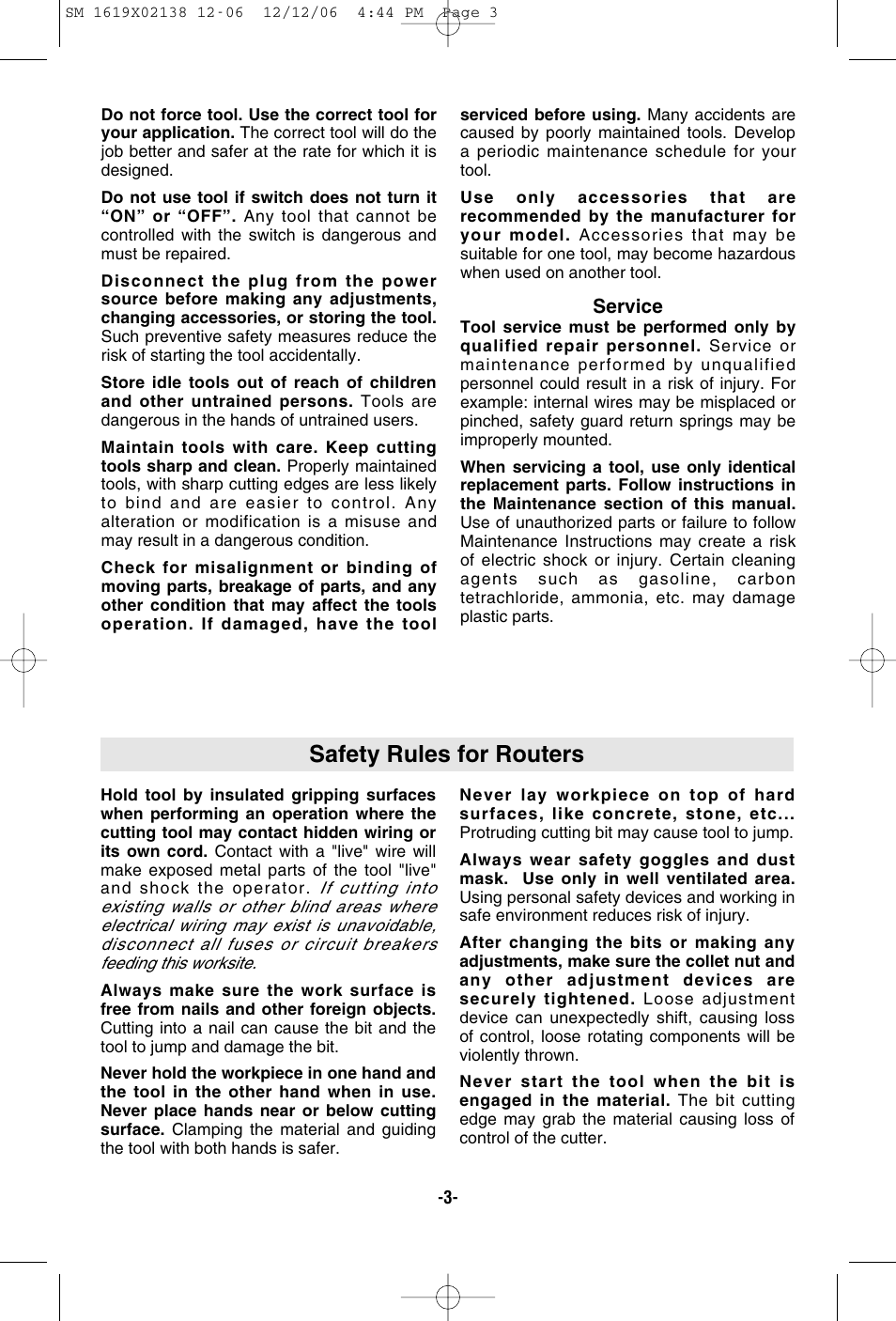Safety rules for routers | Skil 1810 User Manual | Page 3 / 48