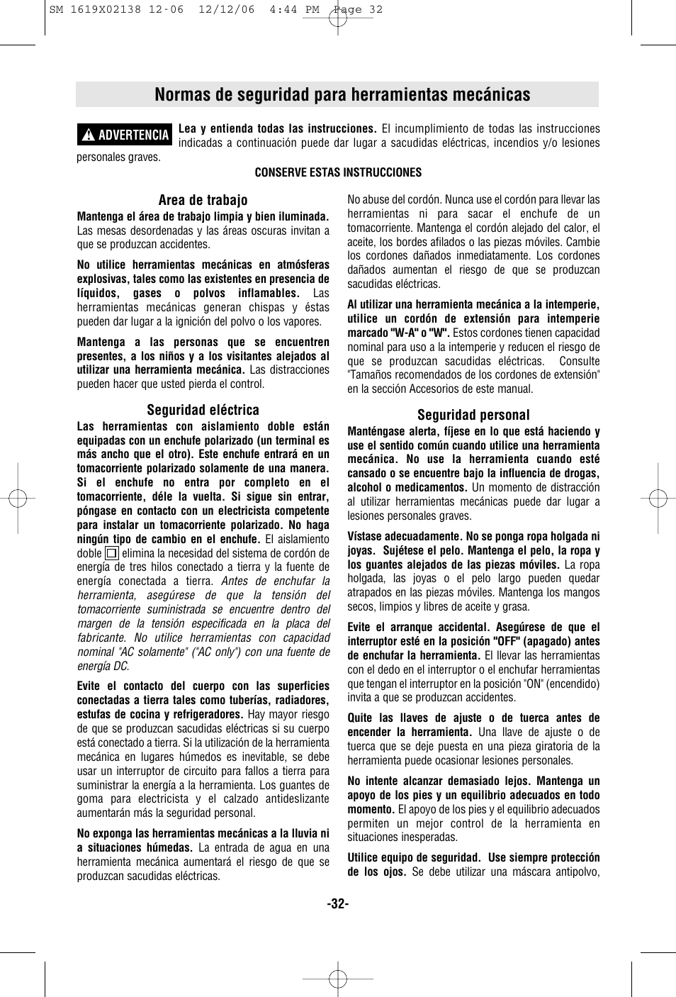 Normas de seguridad para herramientas mecánicas | Skil 1810 User Manual | Page 32 / 48