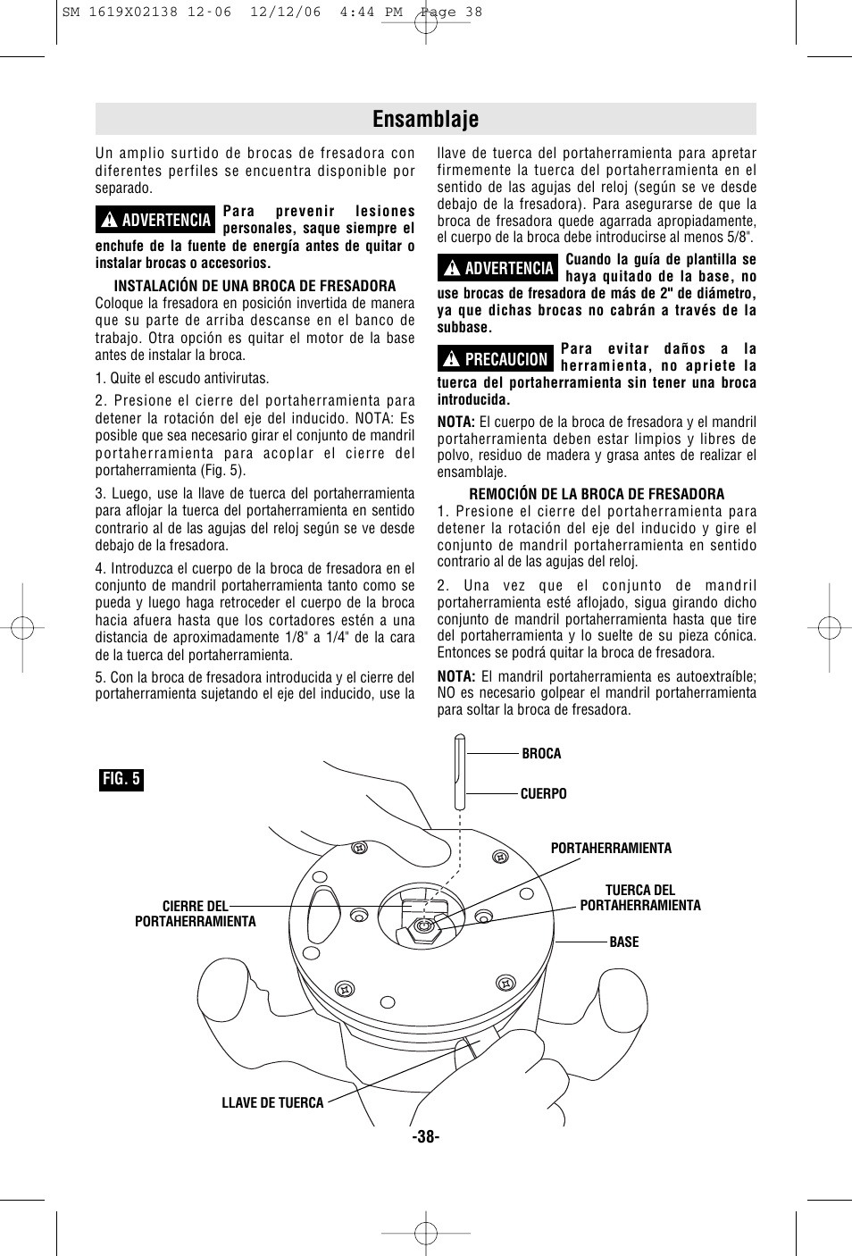 Ensamblaje | Skil 1810 User Manual | Page 38 / 48