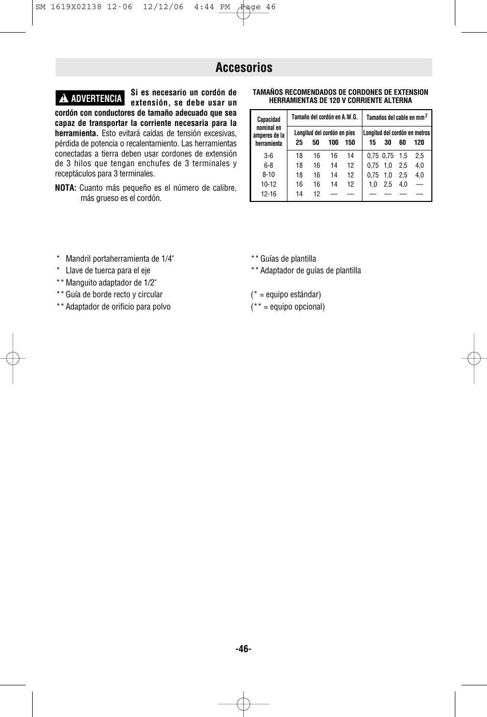 Accesorios, Advertencia | Skil 1810 User Manual | Page 46 / 48