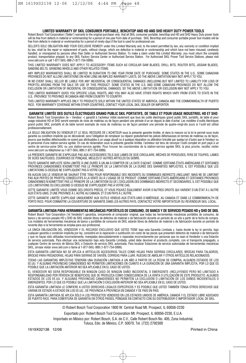 Skil 1810 User Manual | Page 48 / 48