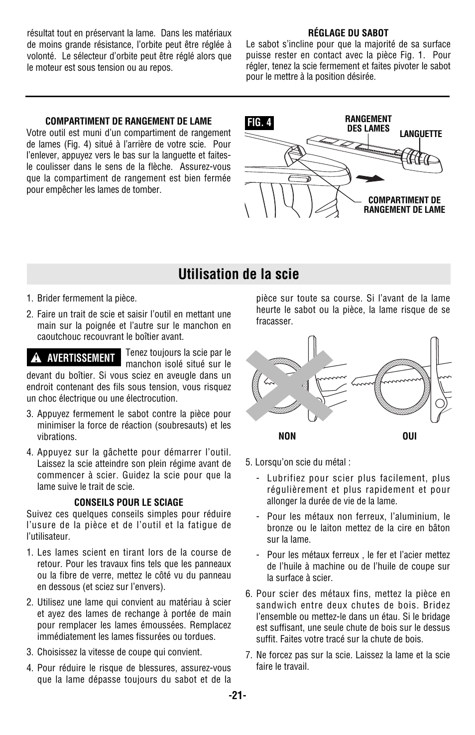 Utilisation de la scie | Skil 9350 User Manual | Page 21 / 40