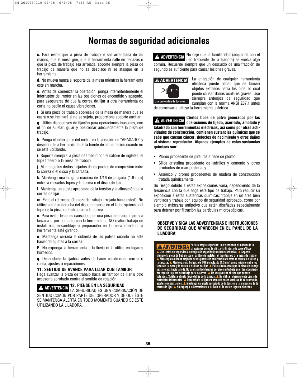 Normas de seguridad adicionales | Skil 3375-01 User Manual | Page 36 / 52