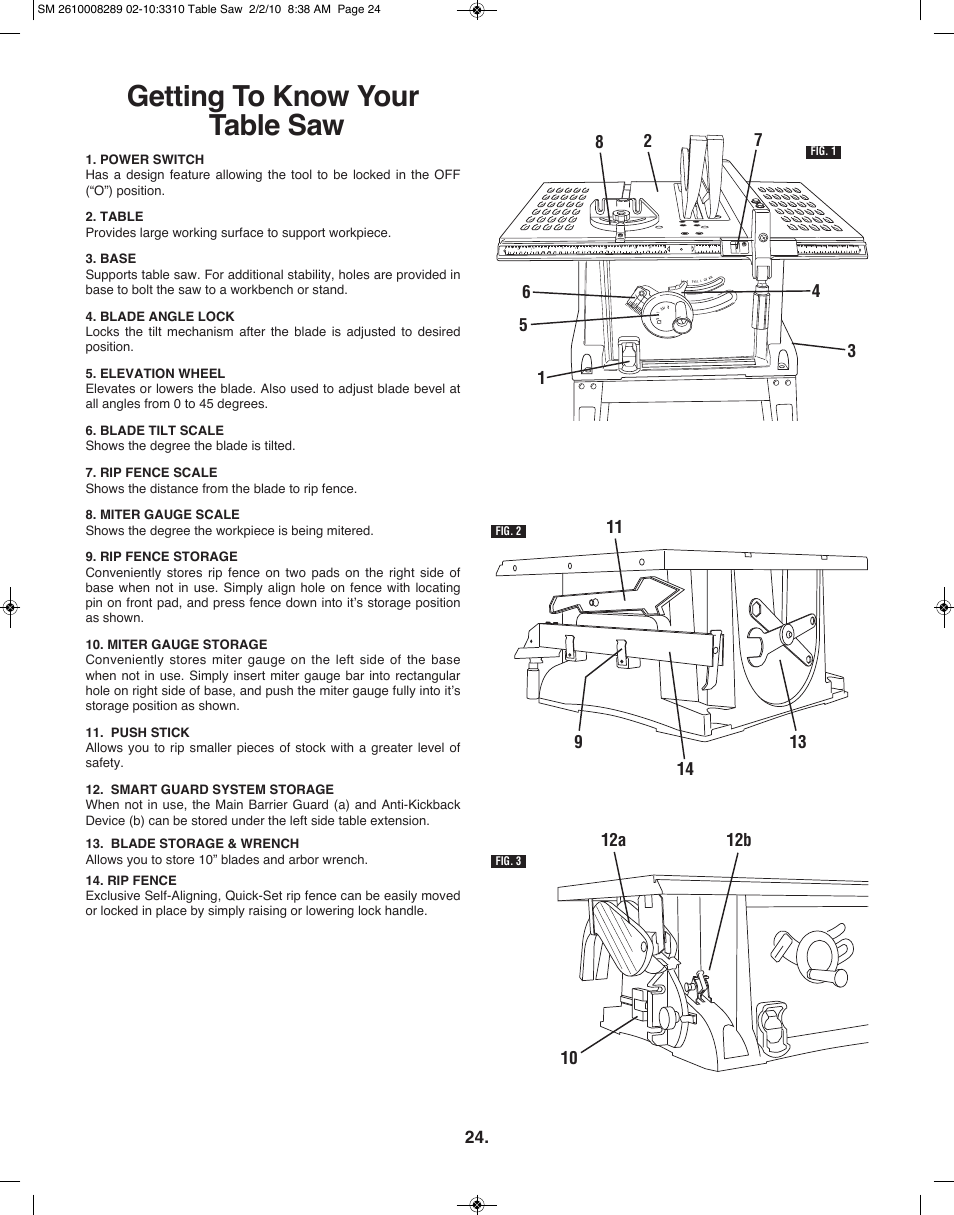 Getting to know your table saw | Skil 3310 User Manual | Page 24 / 80