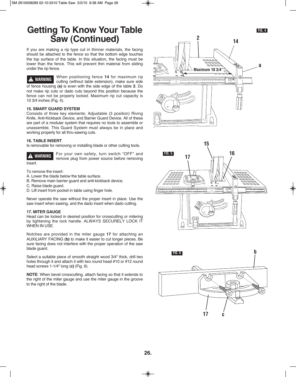 Getting to know your table saw (continued) | Skil 3310 User Manual | Page 26 / 80
