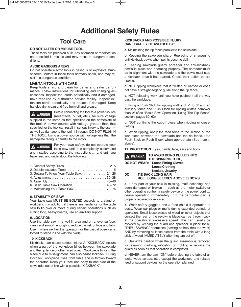 Additional safety rules, Tool care | Skil 3310 User Manual | Page 3 / 80