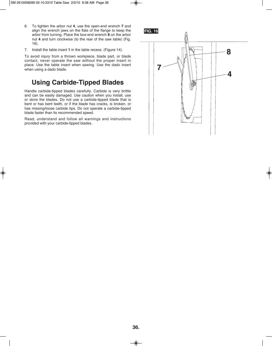 Using carbide-tipped blades | Skil 3310 User Manual | Page 36 / 80