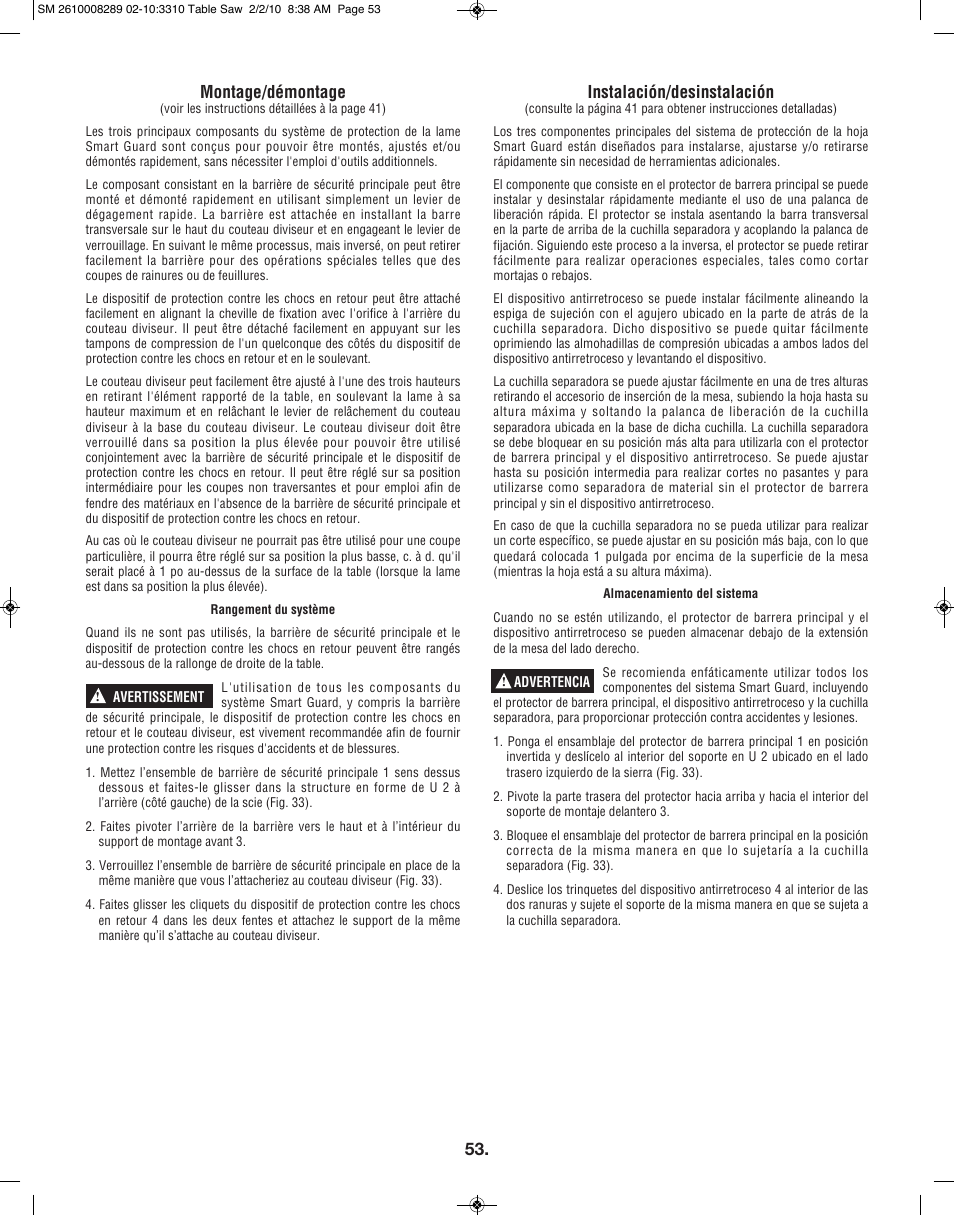 Montage/démontage, Instalación/desinstalación | Skil 3310 User Manual | Page 53 / 80