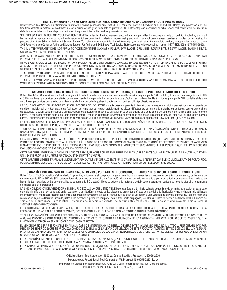 Skil 3310 User Manual | Page 80 / 80