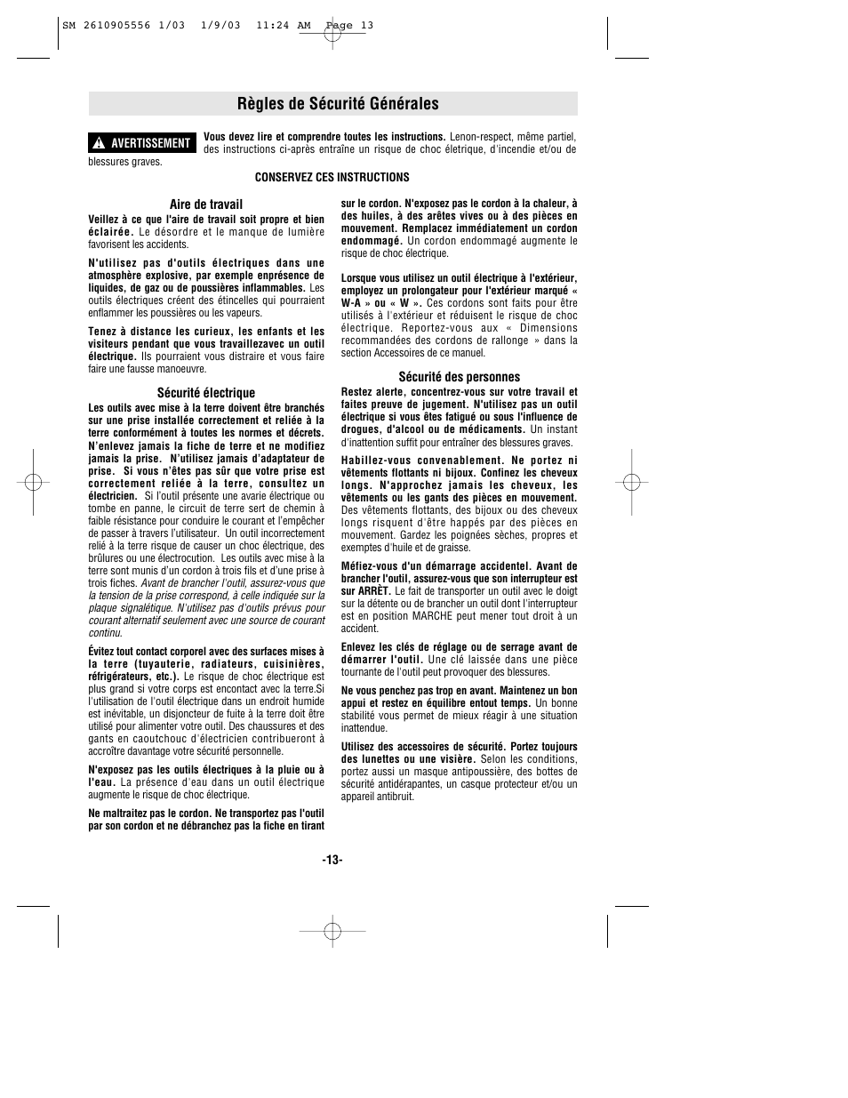 Règles de sécurité générales | Skil HD5510 User Manual | Page 13 / 36