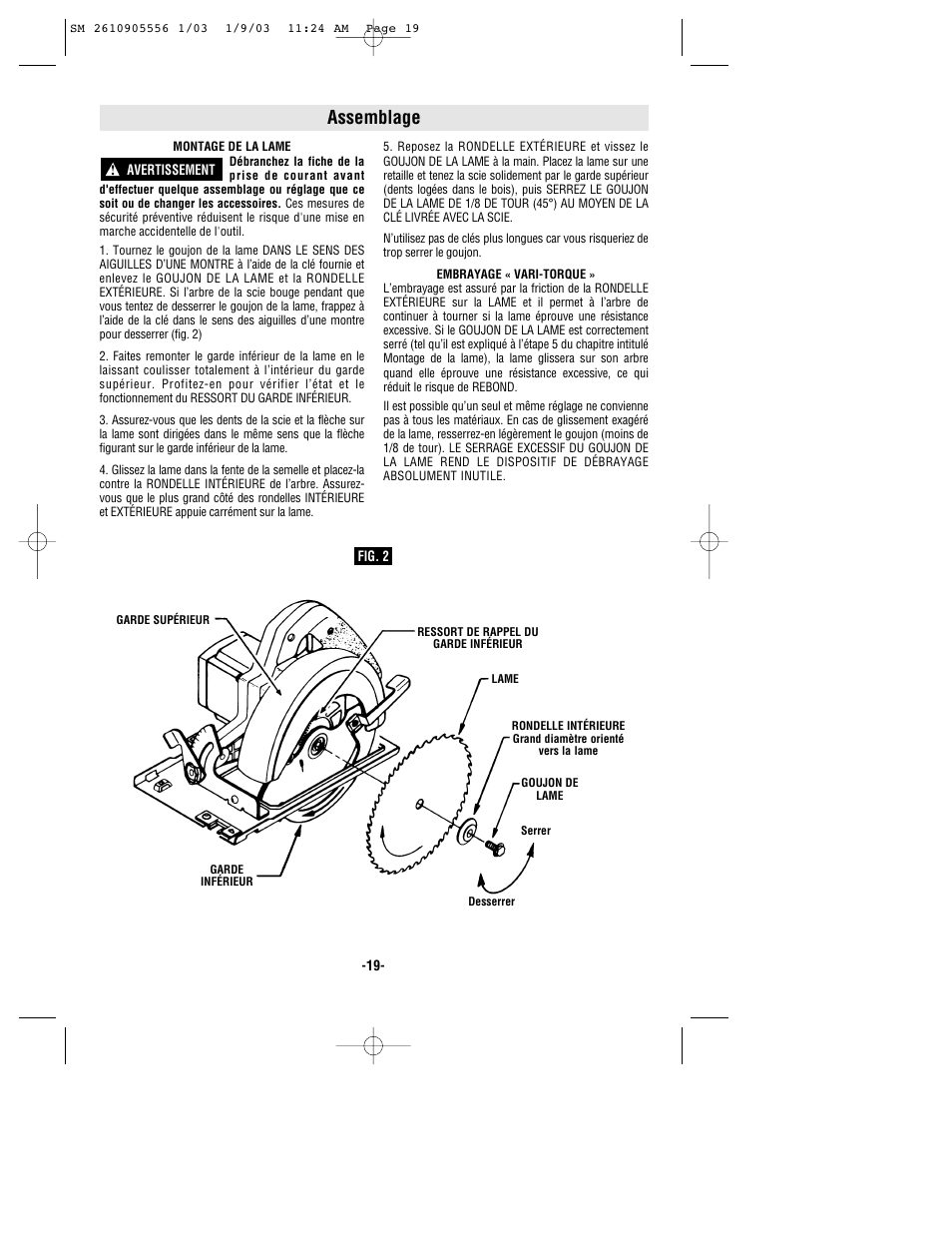 Assemblage | Skil HD5510 User Manual | Page 19 / 36