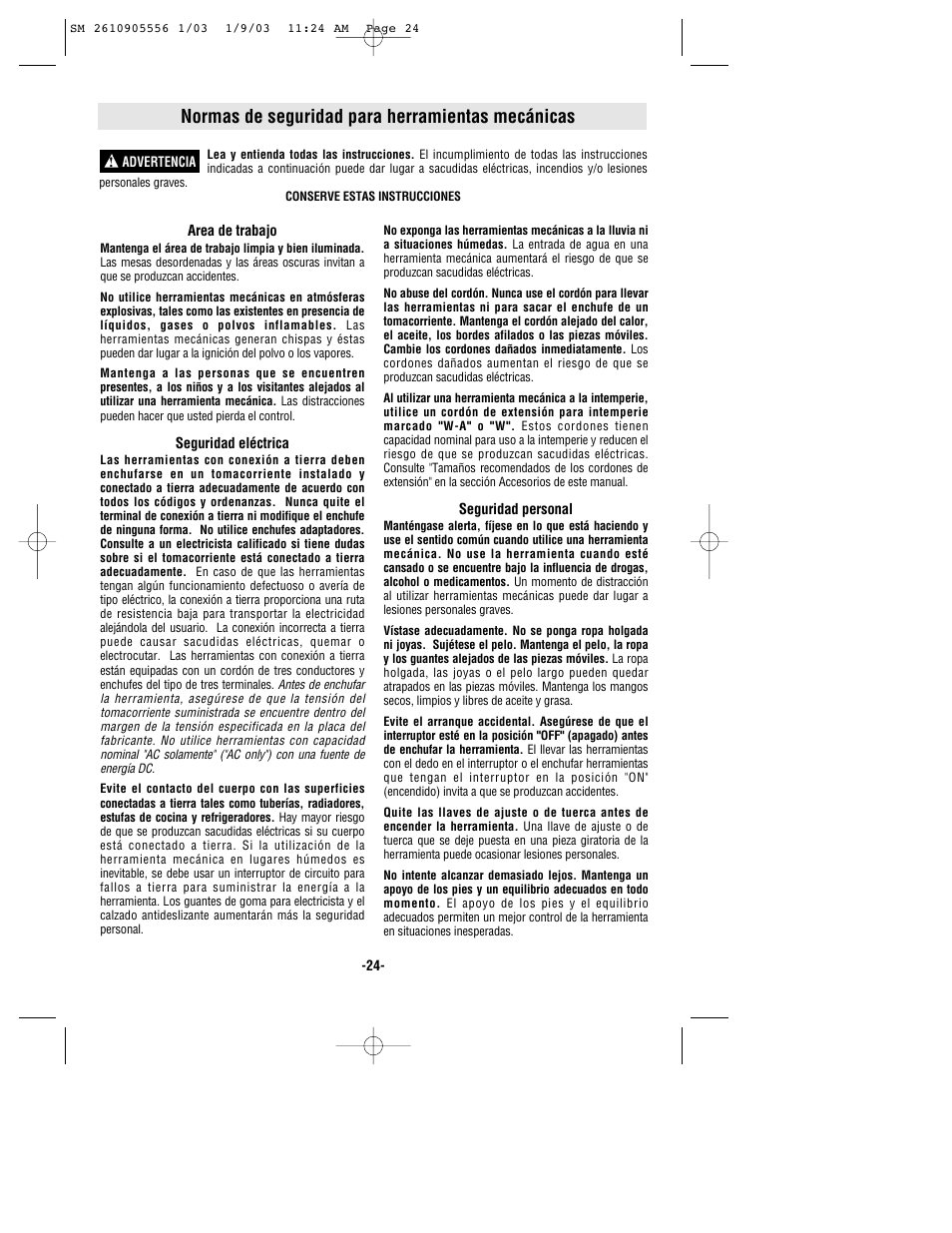 Normas de seguridad para herramientas mecánicas | Skil HD5510 User Manual | Page 24 / 36