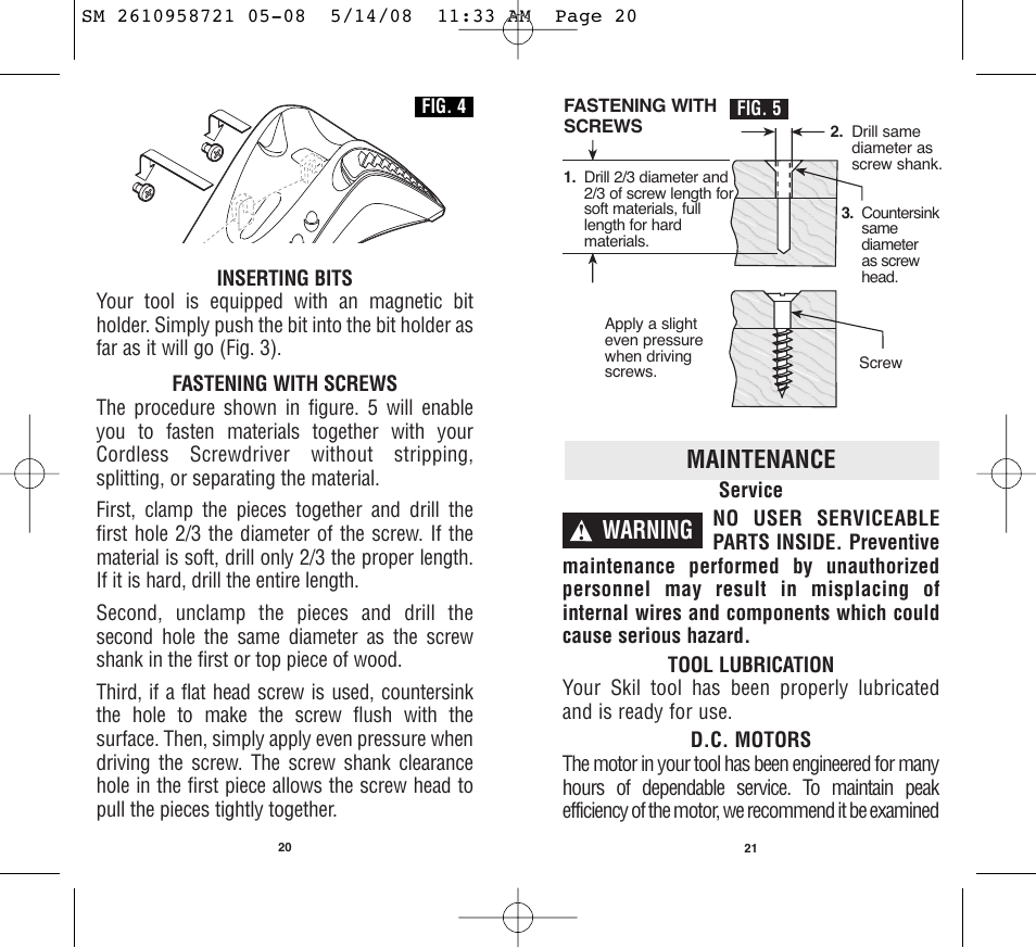 Maintenance, Warning | Skil 2346 User Manual | Page 11 / 39