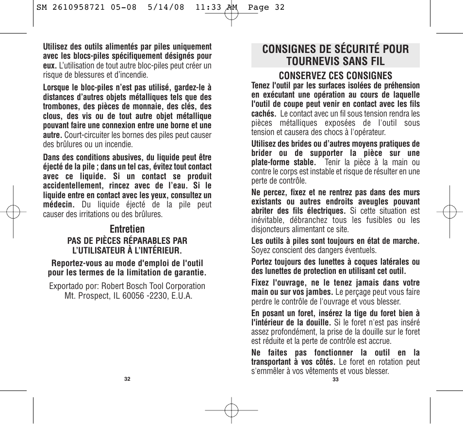 Consignes de sécurité pour tournevis sans fil, Entretien | Skil 2346 User Manual | Page 17 / 39