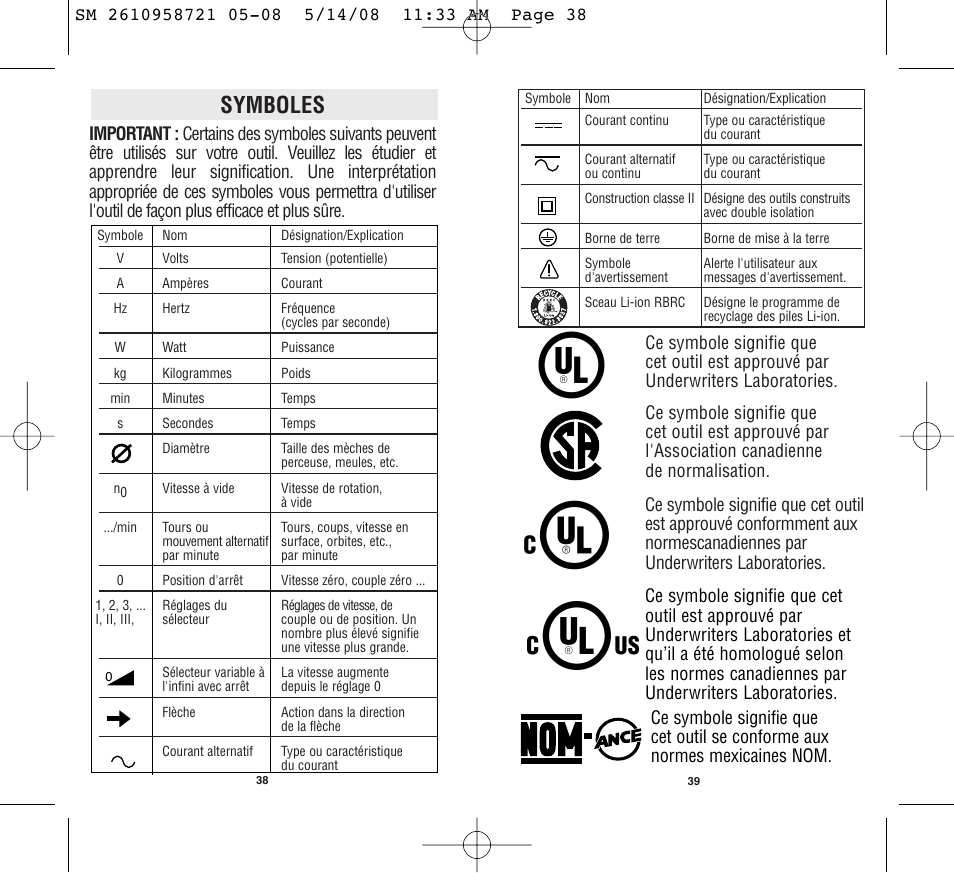 Symboles | Skil 2346 User Manual | Page 20 / 39